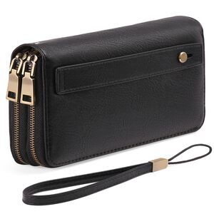 3182 Wallet Clutch RFID Blocking Leather Wristlet Purse Large Capacity